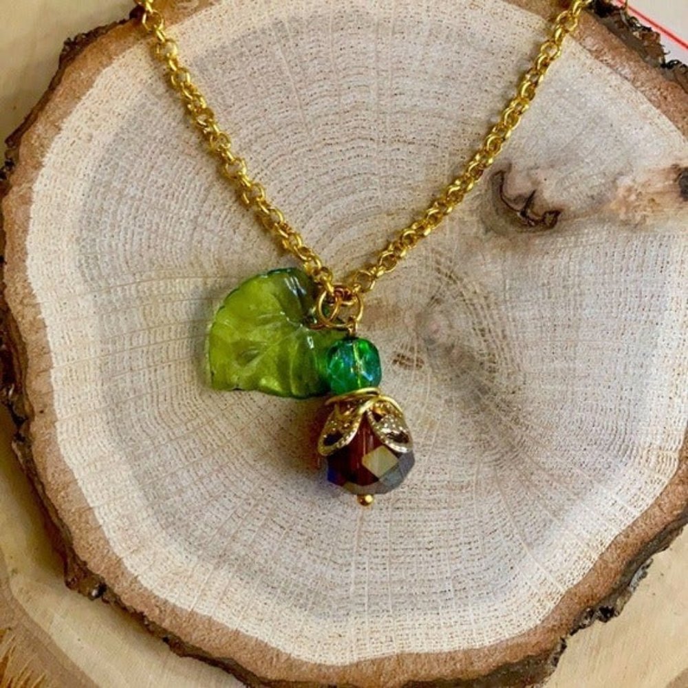 Auttum fall inspired Czech delicate necklace